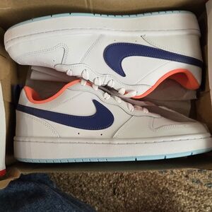 Nike Court Borough Low 2 in White and Dark Purple